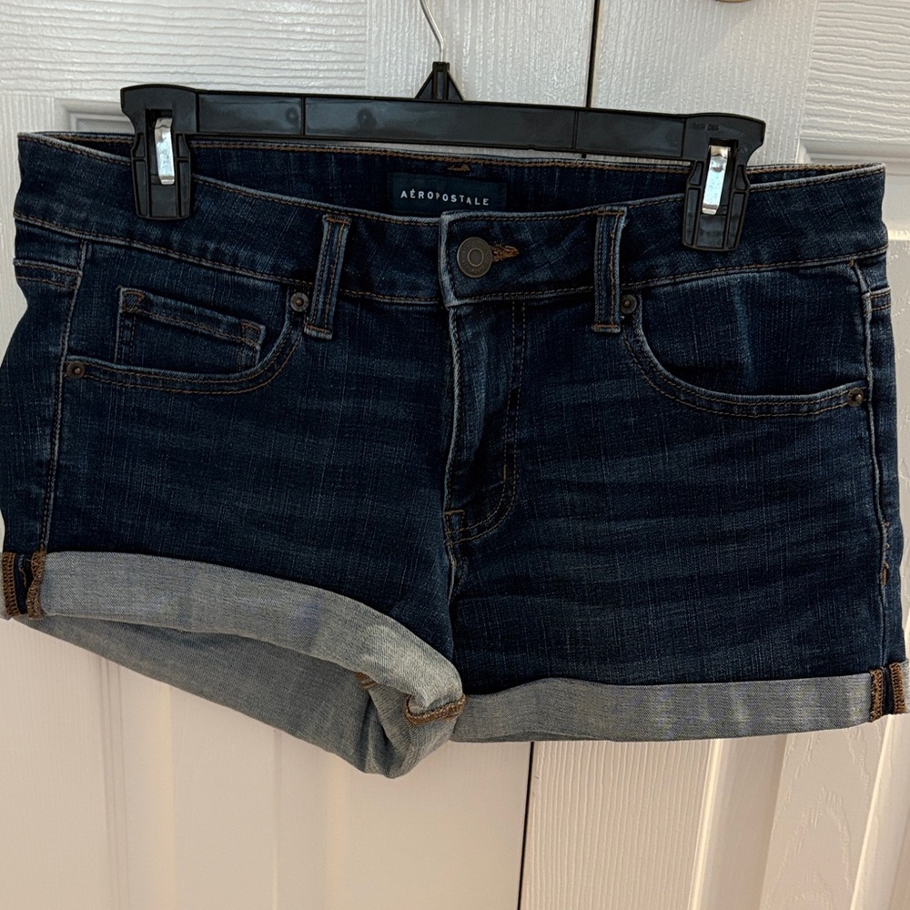 Aeropostale Dark Blue Rolled Hem Denim Shorts